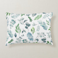 Watercolor Blue Green Leaves Botanical Foliage