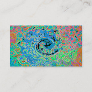 Watercolor Blue Groovy Abstract Retro Liquid Swirl Business Card