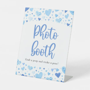 Watercolor Blue Hearts Valentine Photo Booth Sign