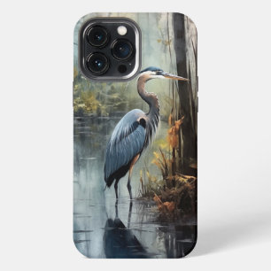 Watercolor, Blue Heron in The Glades iPhone 13 Pro Max Case
