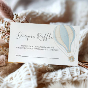 Watercolor Blue Hot Air Balloon Diaper Raffle Enclosure Card