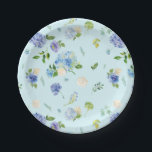 Watercolor Blue Hydrangea and Rose Floral Pattern Paper Plate<br><div class="desc">Add a floral accent to your event with these beautiful paper plates. It features a floral pattern of blue and white hydrangeas and roses with other greenery and floral accents on a light blue background. These floral paper plates are perfect for garden parties, birthdays, baby showers, and more. Matching items...</div>