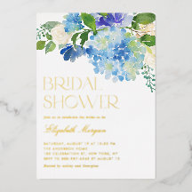 Watercolor Blue Hydrangea Floral Bridal Shower