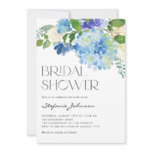 Watercolor Blue Hydrangea Floral Bridal Shower