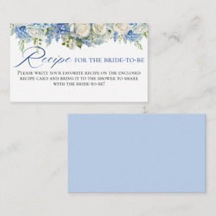 Watercolor Blue Hydrangea Flowers Roses Recipe Enclosure Card