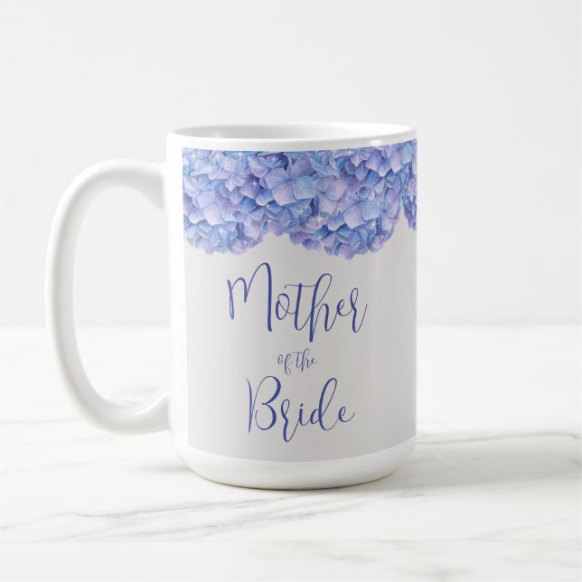 Watercolor Blue Hydrangea Mother of the Bride  Coffee Mug (Left)