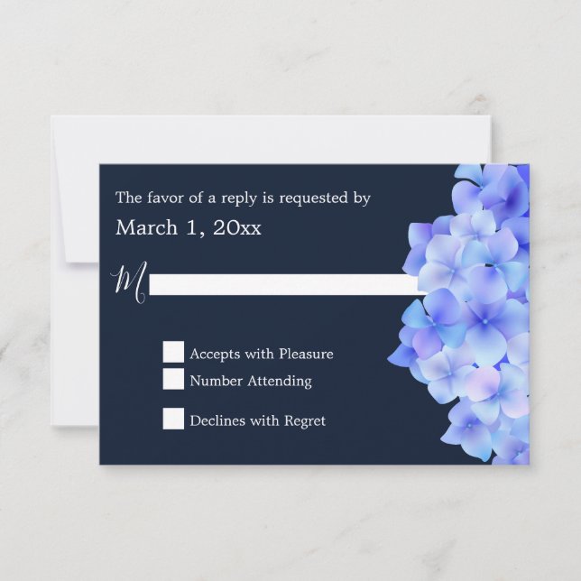 Watercolor Blue Hydrangea RSVP (Front)