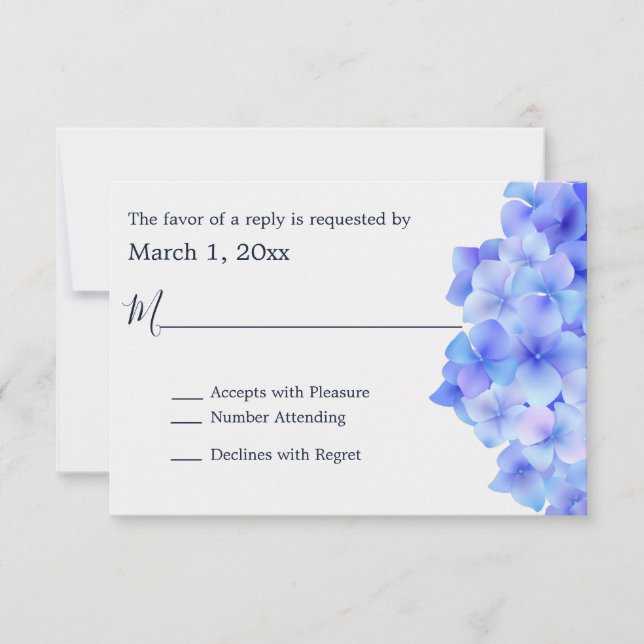 Watercolor Blue Hydrangea RSVP (Front)