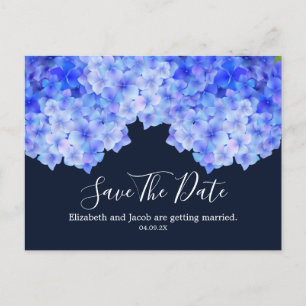 Watercolor Blue Hydrangea Save the Date Postcard