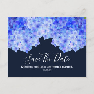 Watercolor Blue Hydrangea Save the Date Postcard