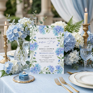 Watercolor Blue Hydrangea Something Blue Bridal  Invitation