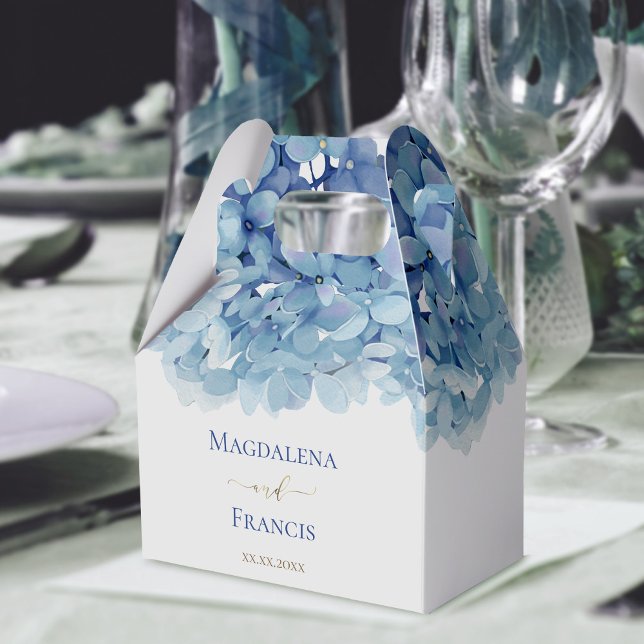 watercolor blue hydrangea wedding favour box (Creator Uploaded)