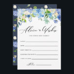 Watercolor Blue Hydrangea Wedding Well Wishes Advice Card<br><div class="desc">Watercolor Blue Hydrangeas Wedding Well Wishes Advice Card | Write well wishes for the bride and groom with this floral wedding well wishes card. It features blue and purple watercolor hydrangeas,  peonies,  anemones and foliage. This botanical well wishes card is perfect for winter and spring weddings.</div>