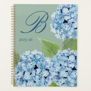 Watercolor Blue Hydrangea with Initial Planner