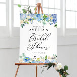 Watercolor Blue Hydrangeas Bridal Shower Welcome Poster<br><div class="desc">Welcome guests to your event with this customisable bridal shower welcome sign. It features a floral garland of blue and ivory hydrangeas,  roses,  and anemones. Personalise by adding your details. This hydrangea bridal shower welcome sign is perfect for spring and winter baby showers.</div>