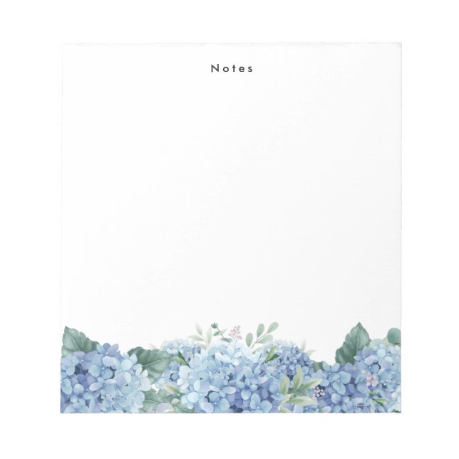 Watercolor Blue Hydrangeas Personalised Notepad (Front)