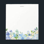 Watercolor Blue Hydrangeas Personalised Notepad<br><div class="desc">An elegant and whimsical notepad featuring blue and purple watercolor hydrangeas,  peonies,  anemones,  and foliage. This will be a perfect feminine accent for your office.</div>