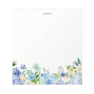 Watercolor Blue Hydrangeas Personalised Notepad