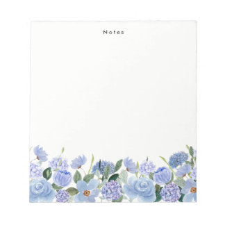 Watercolor Blue Hydrangeas Personalised Notepad