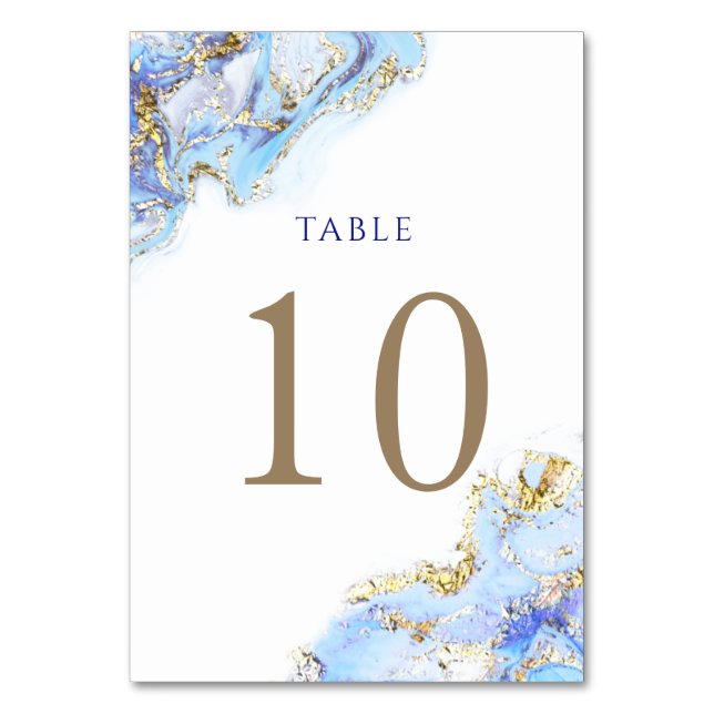 watercolor blue ink Table Number 10 (Front)