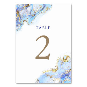 watercolor blue ink Table Number 2