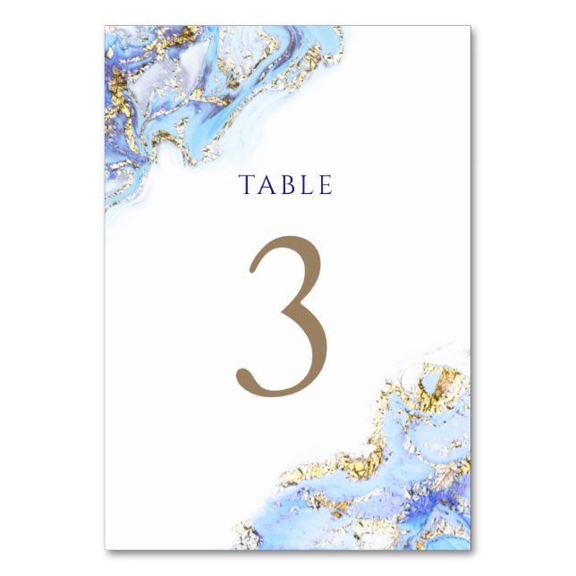 watercolor blue ink Table Number 3 (Front)