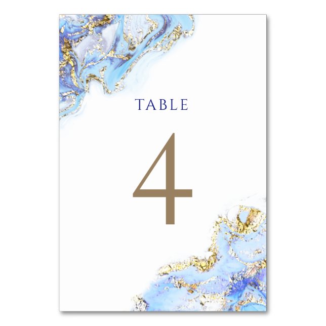 watercolor blue ink Table Number 4 (Front)