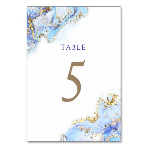 watercolor blue ink Table Number 5