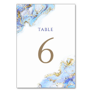 watercolor blue ink Table Number 6