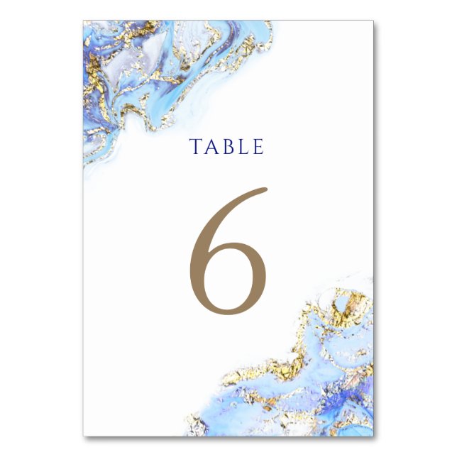 watercolor blue ink Table Number 6 (Front)