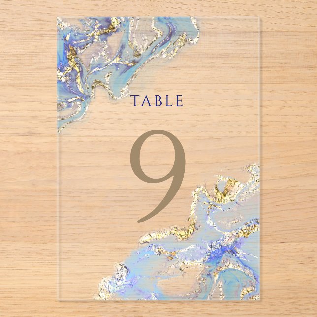watercolor blue ink Table Number 9 (Front)