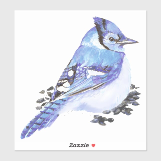 Watercolor Blue Jay Garden Bird Nature Art (Sheet)