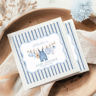 Watercolor Blue Jean Baby Denim Baby Shower Napkin