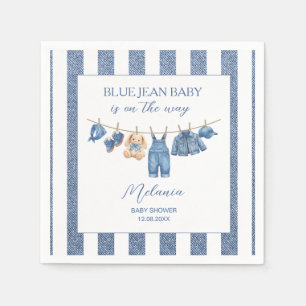 Watercolor Blue jean denim western baby shower Napkin