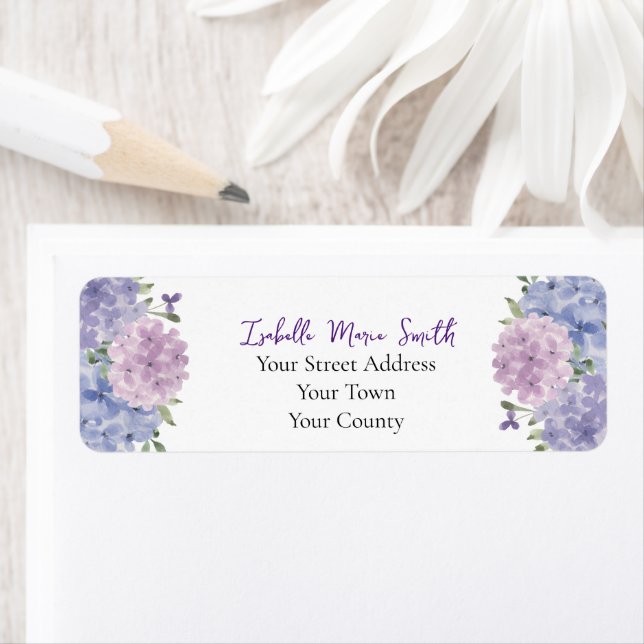 Watercolor Blue & Lilac Hydrangea Flowers Wedding  (Insitu)