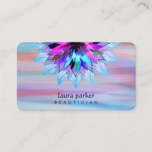 Watercolor Blue Lotus Flower Logo Massage Yoga Business Card