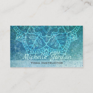 Watercolor Blue Mandala Yoga Therapy Business Card