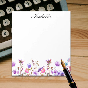 Watercolor Blue Mauve Wildflowers Notepad