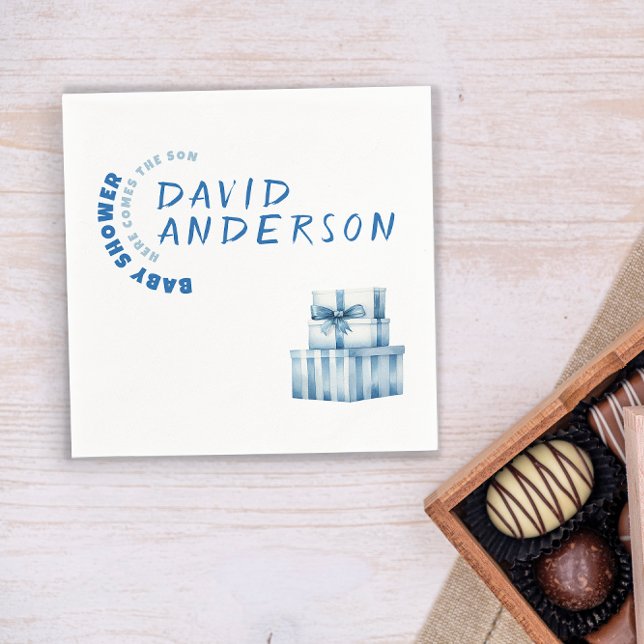 Watercolor blue minimalist baby shower boy napkin (Creator Uploaded)