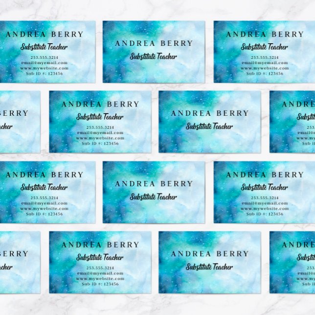 Watercolor Blue Modern Business Card (Creator Uploaded)