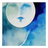 Watercolor Blue Moon
