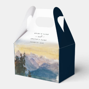 Watercolor Blue Mountains Pine Wedding Favour Box