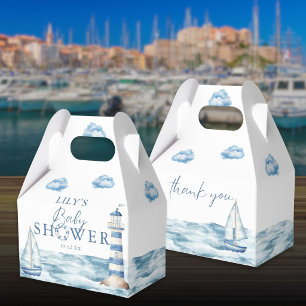 Watercolor Blue Nautical Baby Shower Favour Box