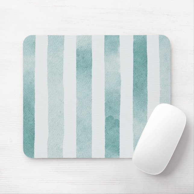 Watercolor blue nautical stripes. Abstract lines  Mouse Pad (With Mouse)