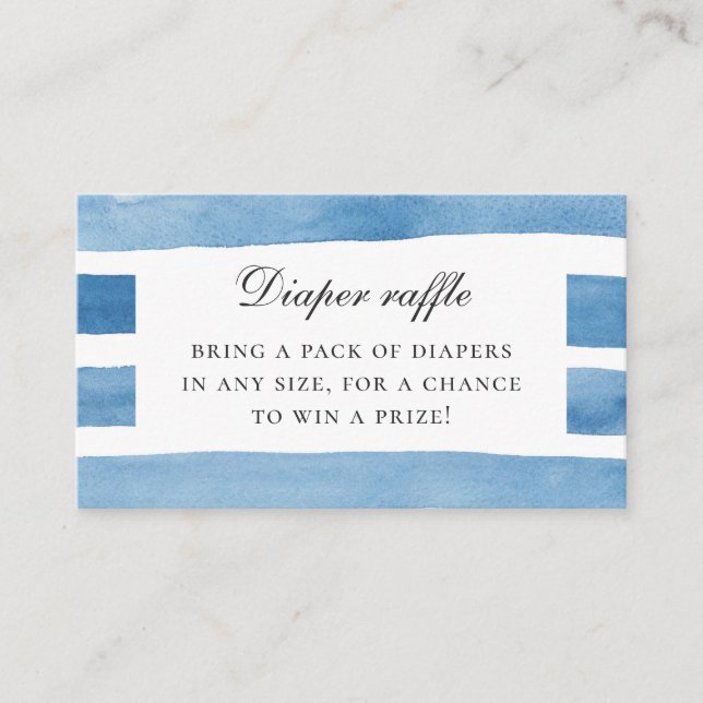 Watercolor blue nautical stripes. Diaper Raffle Enclosure Card (Front)