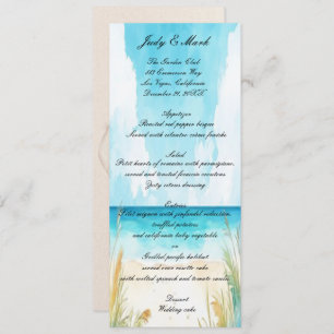 Watercolor Blue Ocean Beach Wedding Menu
