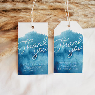 Watercolor Blue Ocean Thank You Birthday Favour  Gift Tags