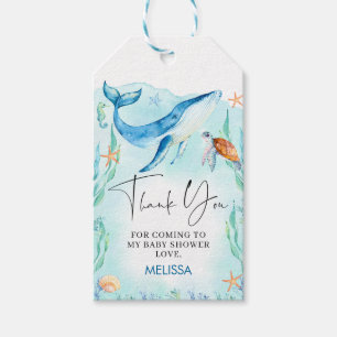Watercolor Blue Ocean Under The Sea Baby Shower  Gift Tags