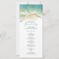 Watercolor Blue Ocean Waves Wedding Itinerary
