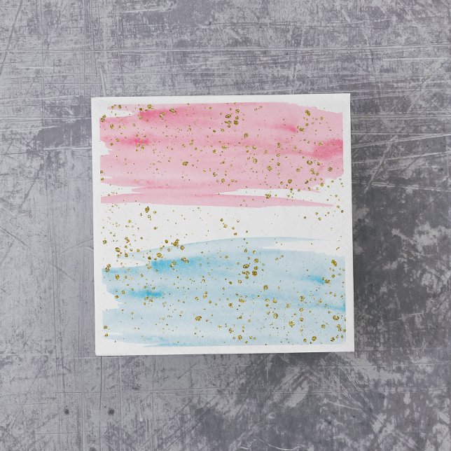 Watercolor Blue or Pink Gender Reveal Party Napkin (Creator Uploaded)
